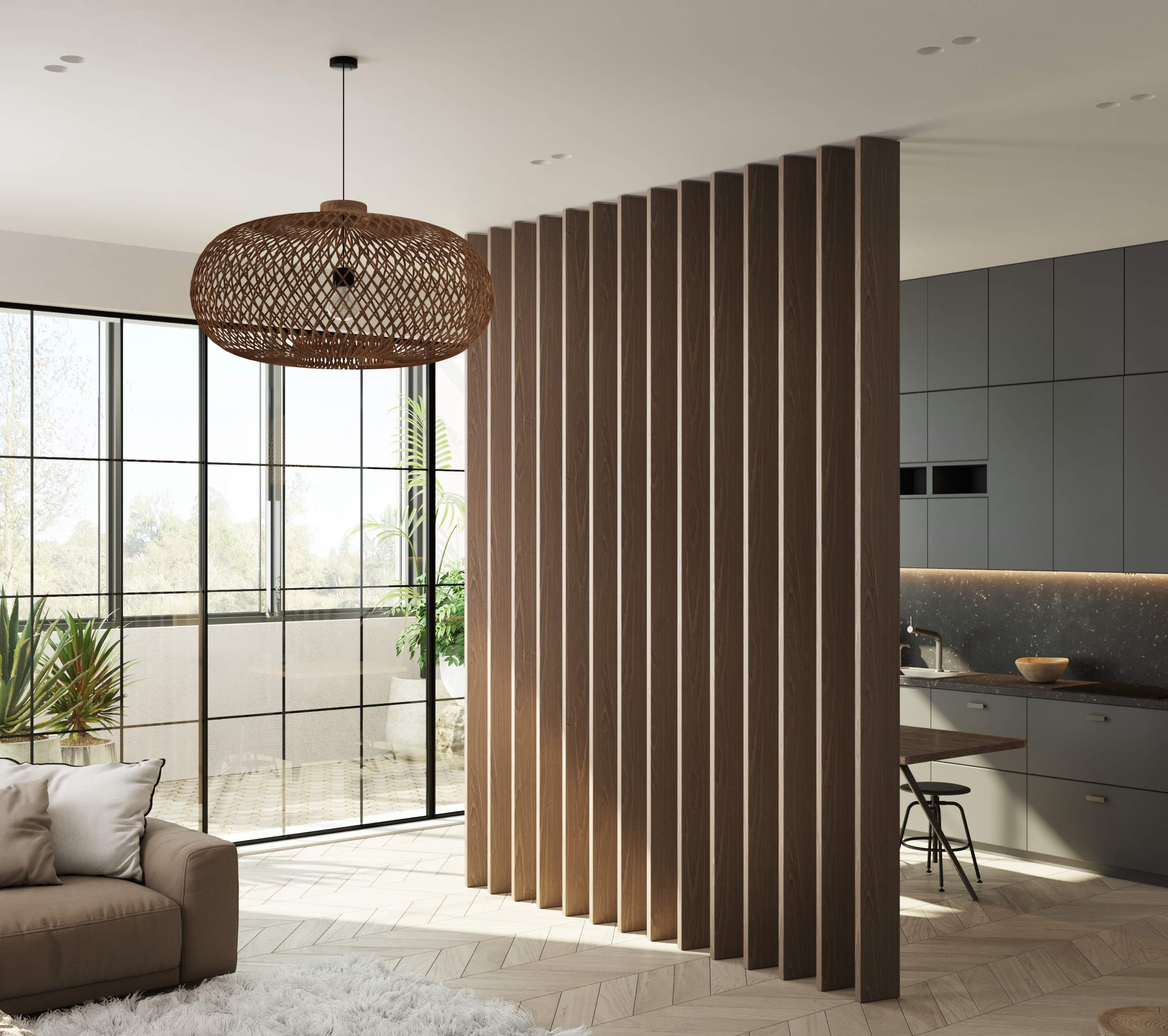 Деревянные реечные перегородки